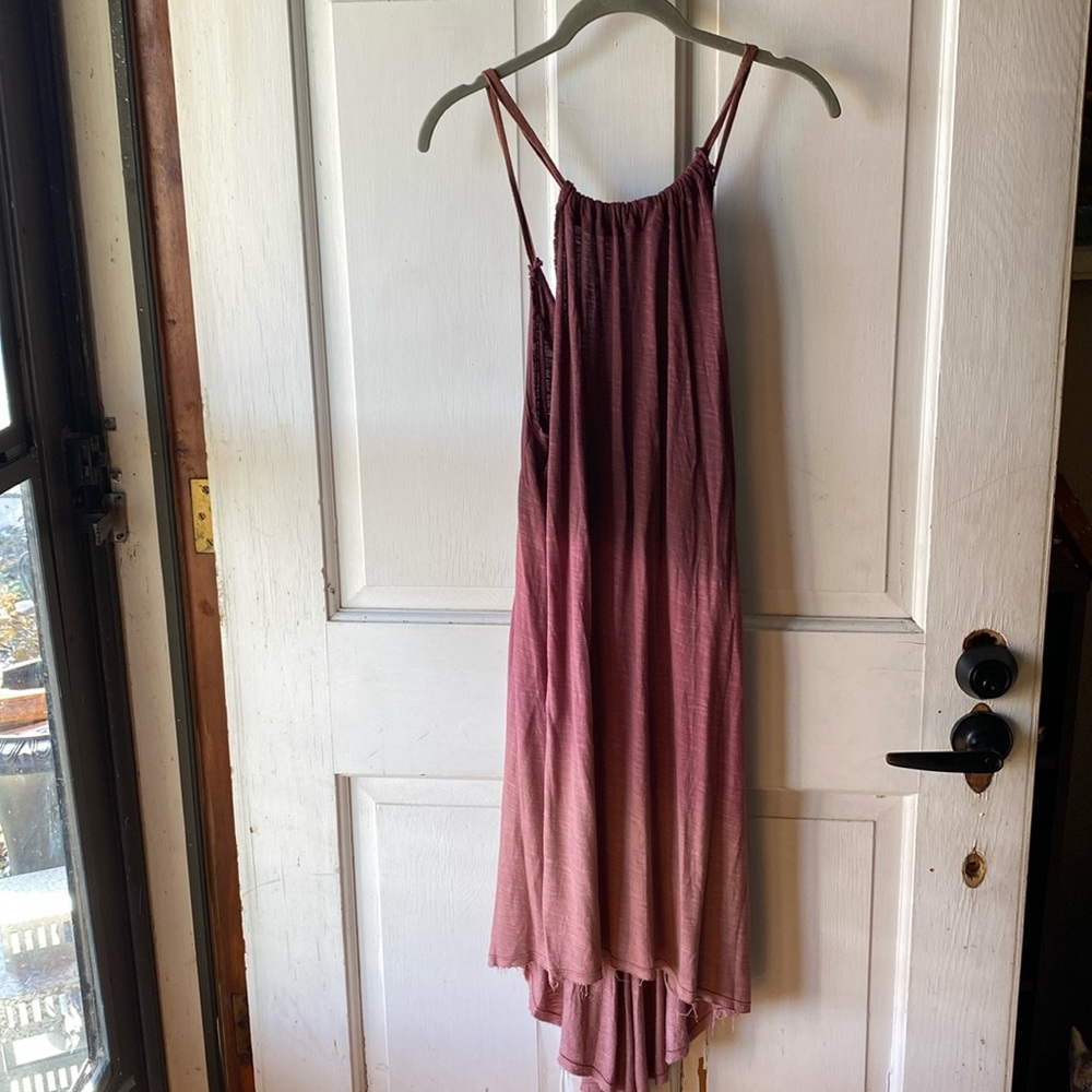 ECOTE ROSE OMBRÉ SUNDRESS SWIMSUIT COVER UP WOMEN SIZE S open back